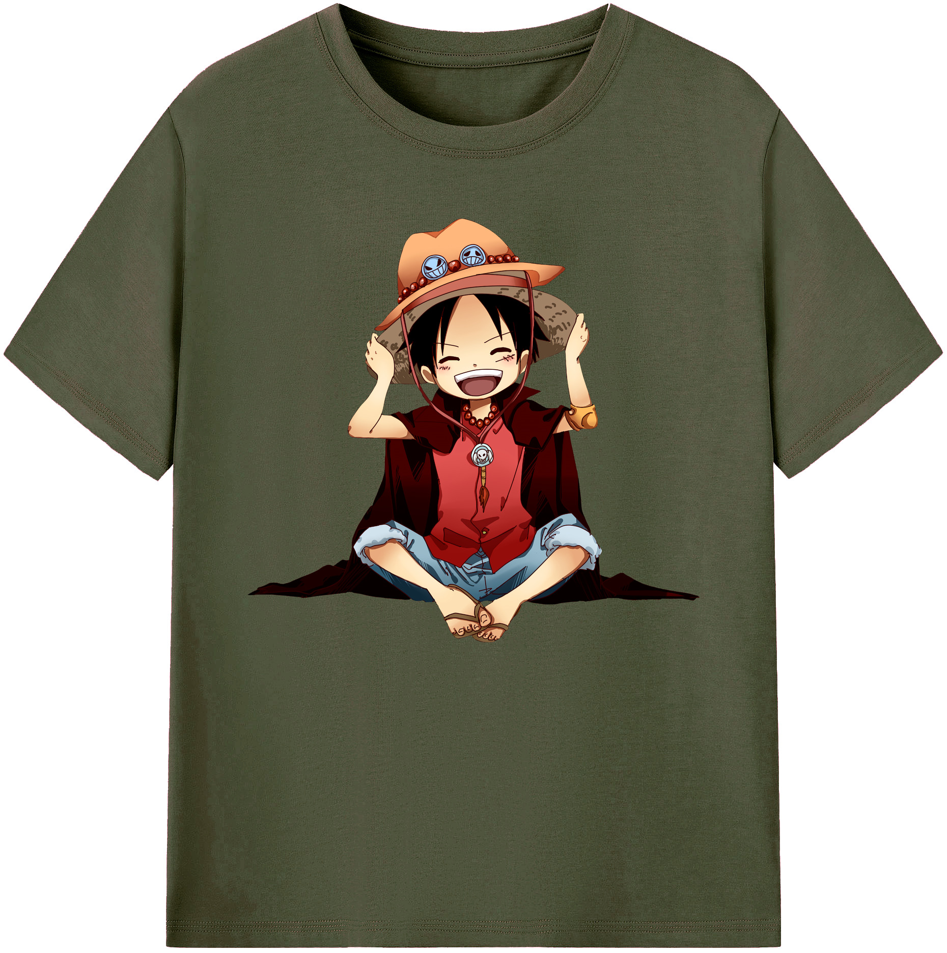 ワンピース モンキー・D・ルフィ ONE PIECE Monkey D. Luffy 綿100％ メンズ半袖Tシャツ｜肌触りやわらか＆通気性